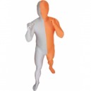 Orange And White Fullbody Full Body Lycra Spandex Morph Zentai Suits Split Morph Zentai Suit