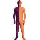 Purple And Orange Fullbody Full Body Lycra Spandex Morph Zentai Suits Split Morph Zentai Suit