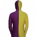 Purple And Yellow Fullbody Full Body Lycra Spandex Split  Morph Zentai Suits Split Morph Zentai Suit