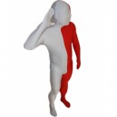 Red And White Fullbody Full Body Lycra Spandex Morph Zentai Suits Split Morph Zentai Suit