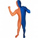 Royal Blue And Orange Fullbody Full Body Lycra Spandex Morph Zentai Suits Split Morph Zentai Suit
