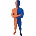Royal Blue And Orange Fullbody Full Body Lycra Spandex Morph Zentai Suits Split Morph Zentai Suit