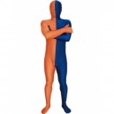 Royal Blue And Orange Fullbody Full Body Lycra Spandex Morph Zentai Suits Split Morph Zentai Suit