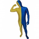 Royal Blue And Yellow Fullbody Full Body Lycra Spandex Morph Zentai Suits Split Morph Zentai Suit