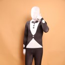 Black and White Halloween Bowtie Full Body Spandex Holiday Unisex Lycra Morph Zentai Suit