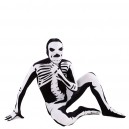 Black and White Skull Full Body Halloween Spandex Holiday Unisex Cosplay Zentai Suit