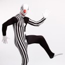 Black and White Strip Clown Full Body Halloween Spandex Holiday Unisex Cosplay Zentai Suit