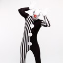 Black and White Strip Clown Full Body Halloween Spandex Holiday Unisex Cosplay Zentai Suit