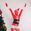 Red Sata Clause Full Body Spandex Christmas Holiday Unisex Cosplay Zentai Suit