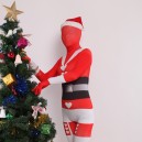 Red Sata Clause Full Body Spandex Christmas Holiday Unisex Cosplay Zentai Suit