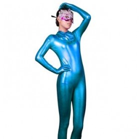 Unicolor Fullbody Full Body Blue Sexy Shiny  Morph Zentai Catsuit