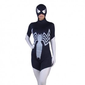 Black and White Lycra Spandex Spiderman  Morph Zentai Costume