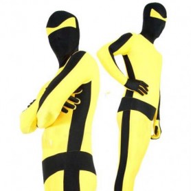 Black with Yellow Lycra Spandex Unisex Morph Zentai Suit