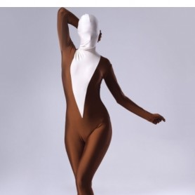 Coffee Lycra Spandex Female Morph Zentai Suit