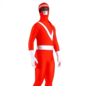 Red And Sliver Pattern B Lycra Spandex Unisex Morph Zentai Suit