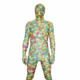 Soft Green Dot Lycra Spandex Unisex Morph Zentai Suit