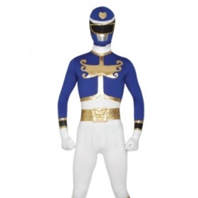 Blue And White Super Hero Lycra Morph Zentai Suit