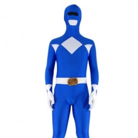 Blue with White Lycra Spandex Super Hero Unisex  Morph Zentai Suit