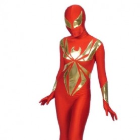 Red And Gold Lycra Spandex Super Hero Morph Zentai Suit