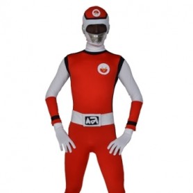 Red with Black White Lycra Morph Zentai Men's Suit