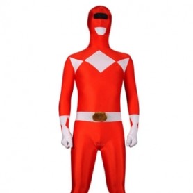 Red with White Lycra Spandex Super Hero Morph Zentai Suit