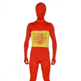 Red with Yellow White Spandex Lycra Morph Zentai Suit