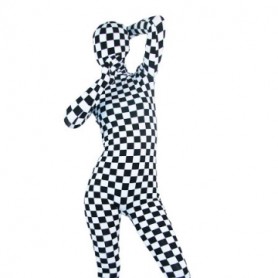 Superior Black And White Lycra Spandex Unisex Morph Zentai Suit