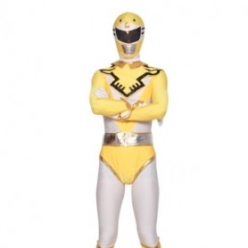 Yellow and White Lycra Spandex  Unisex Morph Zentai Suit