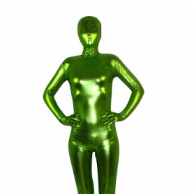 Spring Green Shiny Metallic Unisex Morph Zentai Suit