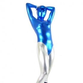 Blue And Silver Shiny Metallic Morph Zentai Suit