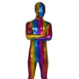 Brilliant Multicolor Shiny Metallic Male Morph Zentai Suit