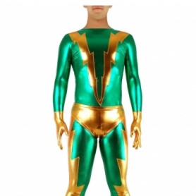 Green & Golden Shiny Metallic Morph Zentai Suit