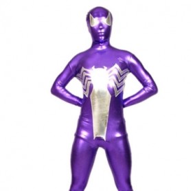 Purple And Silver Shiny Metallic Morph Zentai Suit