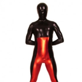Red And Black Shiny Metallic Morph Zentai Suit