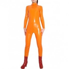 Orange Shiny PVC Catsuit