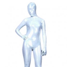White PVC Fullbody Full Body Morph Zentai Suit