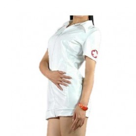 White Sexy Front Open PVC Costume