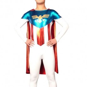 Lycra Shiny Metallic American Super Hero Costume