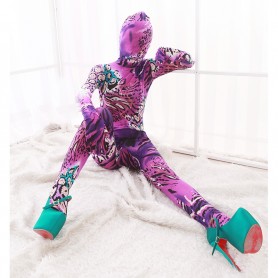 Pink and Purple DuPont Animal Pattern Morph Zentai Catsuit Tights