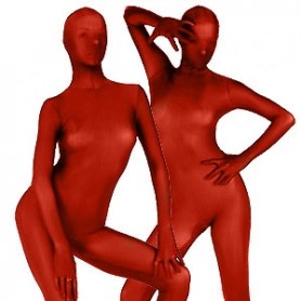 Red Lycra Silk Morph Zentai Catsuit Fullbody Tights