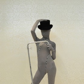 Polka Dot Checkered Pattern of Black and White Color Stitching Sense Art Fullbody Full Body Morph Zentai Suit Tights