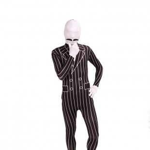 Black and White Stripe Full Body Halloween Spandex Holiday Unisex Cosplay Zentai Suit