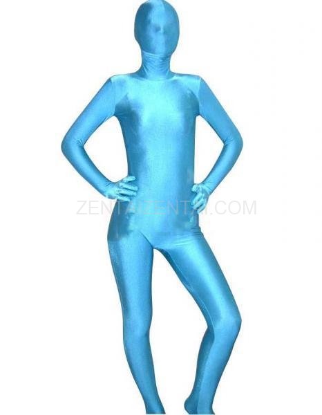 Cheap Unicolor Fullbody Full Body Blue Lycra Spandex Unisex Morph Zentai Suit