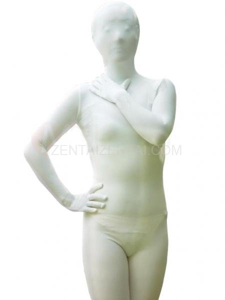 Ideal Unicolor Fullbody Full Body White Lycra Spandex Unisex Morph Zentai Suit