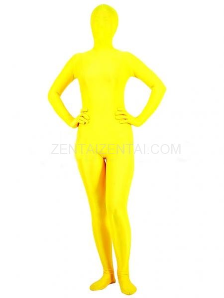 Popular Yellow Lycra Spandex Unisex Morph Zentai Suit
