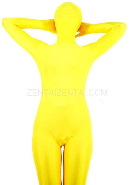Popular Yellow Lycra Spandex Unisex Morph Zentai Suit