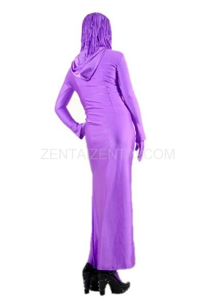 Purple Lycra Spandex Unisex Morph Zentai Suit in Skirt Style