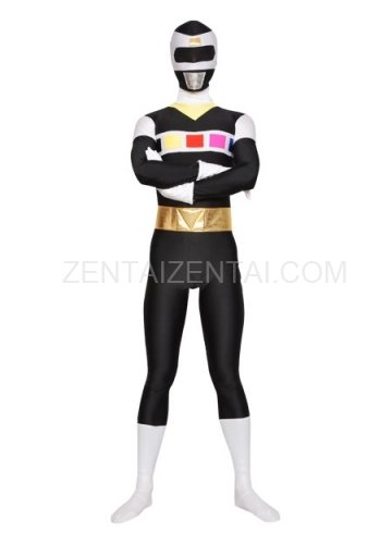 Black with White Unisex Lycra Morph Zentai Suit