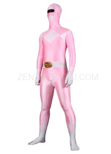 Pink Lycra Spandex Multicolor Super Hero Morph Zentai Suit