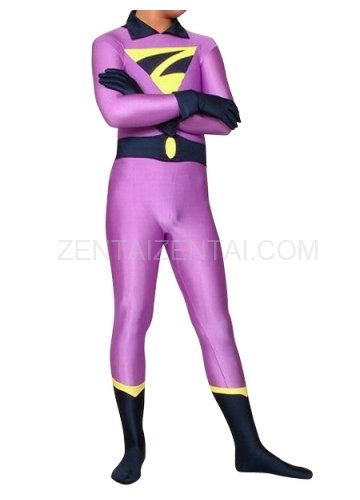 Purple With Black Lycra Spandex Morph Zentai Catsuit